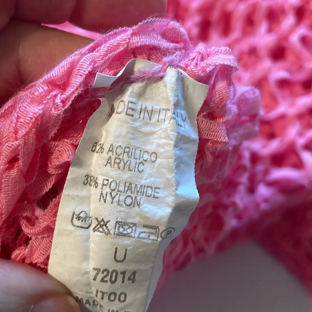 ITOO Brand Pink Asymmetrical Open Stitch 3/4 Sleeve Top - Picture 6 of 9